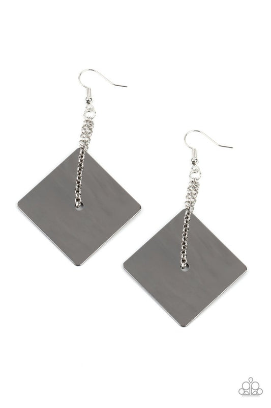 Block Party Posh - Black - Paparazzi Earring Image
