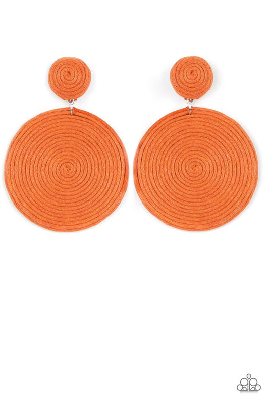Circulate The Room - Orange - Paparazzi Earring Image