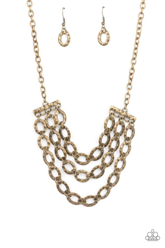 Repeat After Me - Brass - Paparazzi Necklace Image