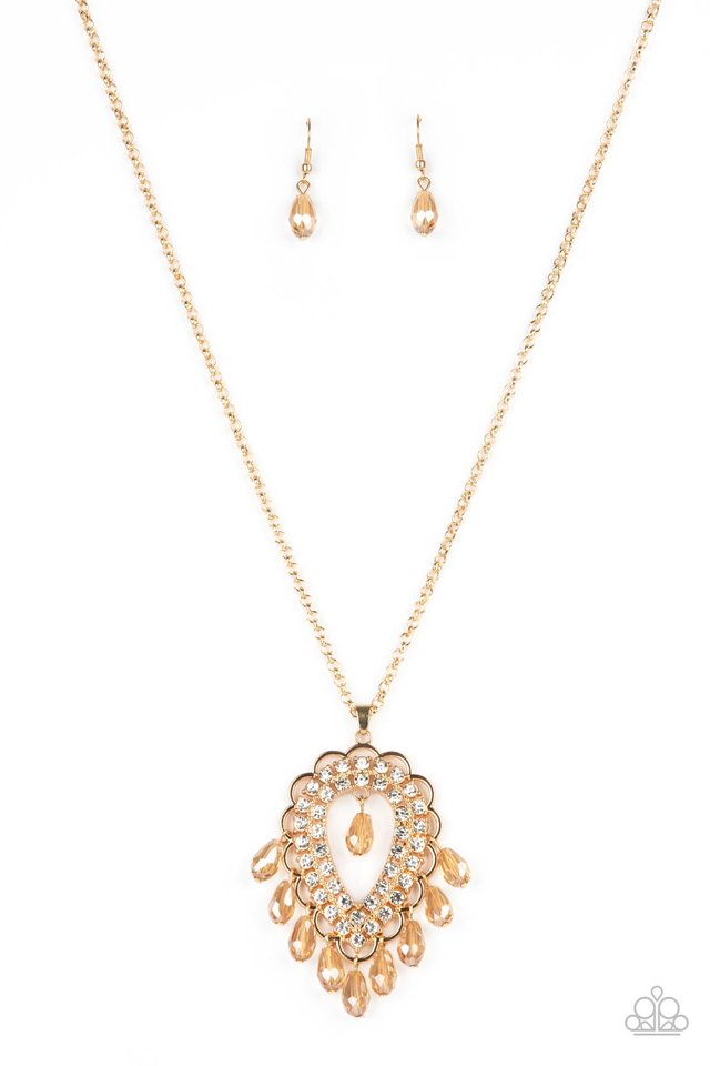 ​Teasable Teardrops - Gold - Paparazzi Necklace Image