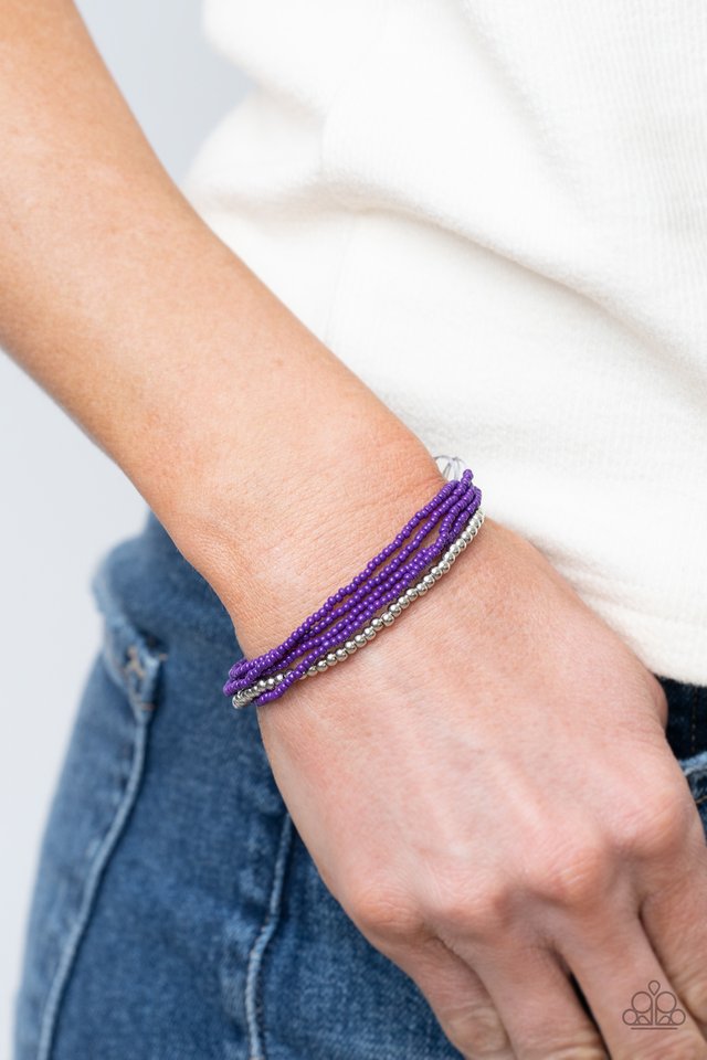 All Beaded Up - Purple - Paparazzi Bracelet Image