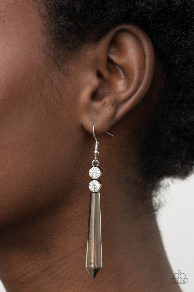 Sparkle Stream - White - Paparazzi Earring Image