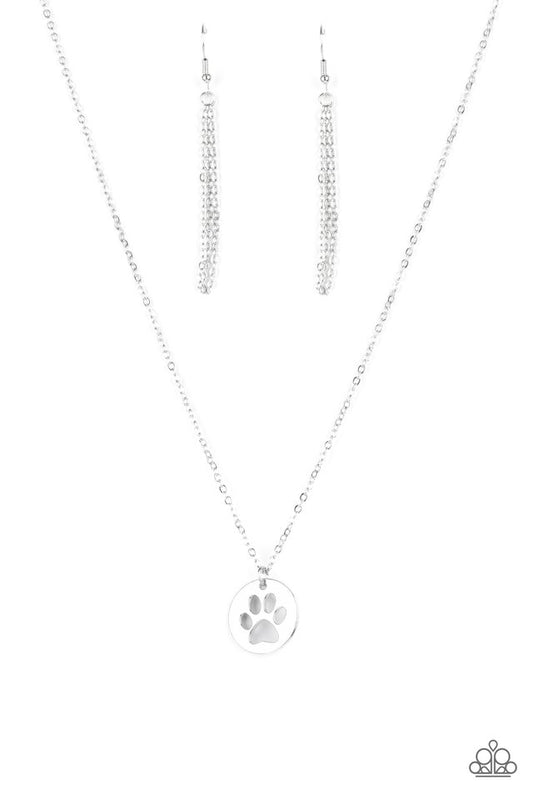 ​Think PAW-sitive - Silver - Paparazzi Necklace Image