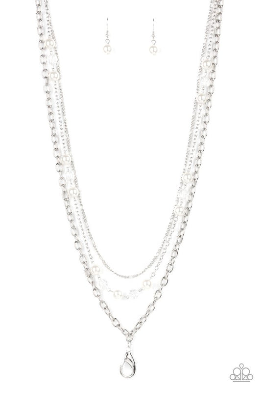 ​GLEAM Work - White - Paparazzi Necklace Image