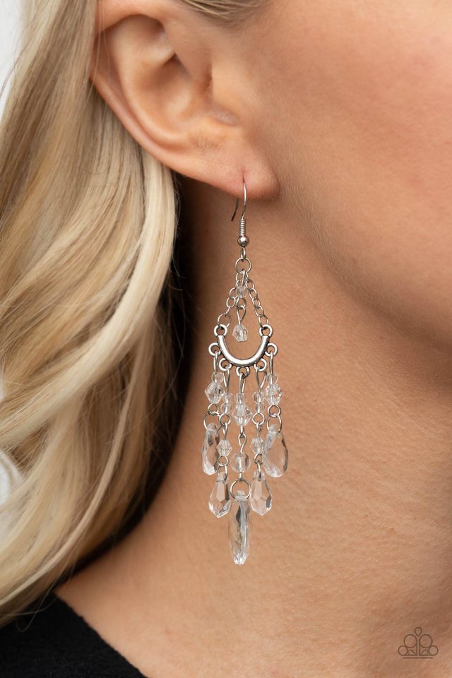 Paid Vacation - White - Paparazzi Earring Image