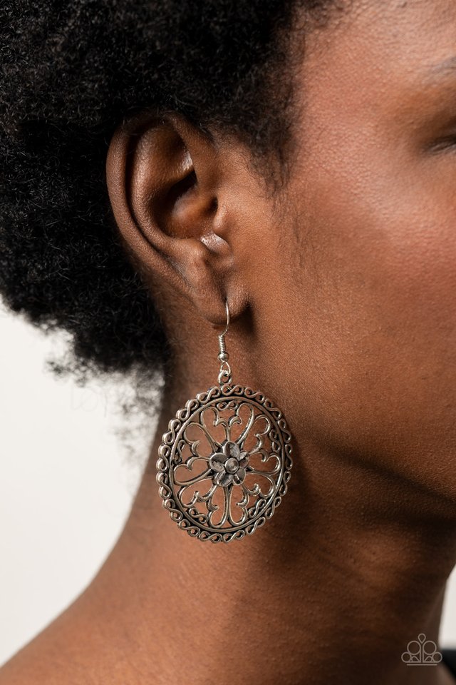 ​Floral Fortunes - Silver - Paparazzi Earring Image
