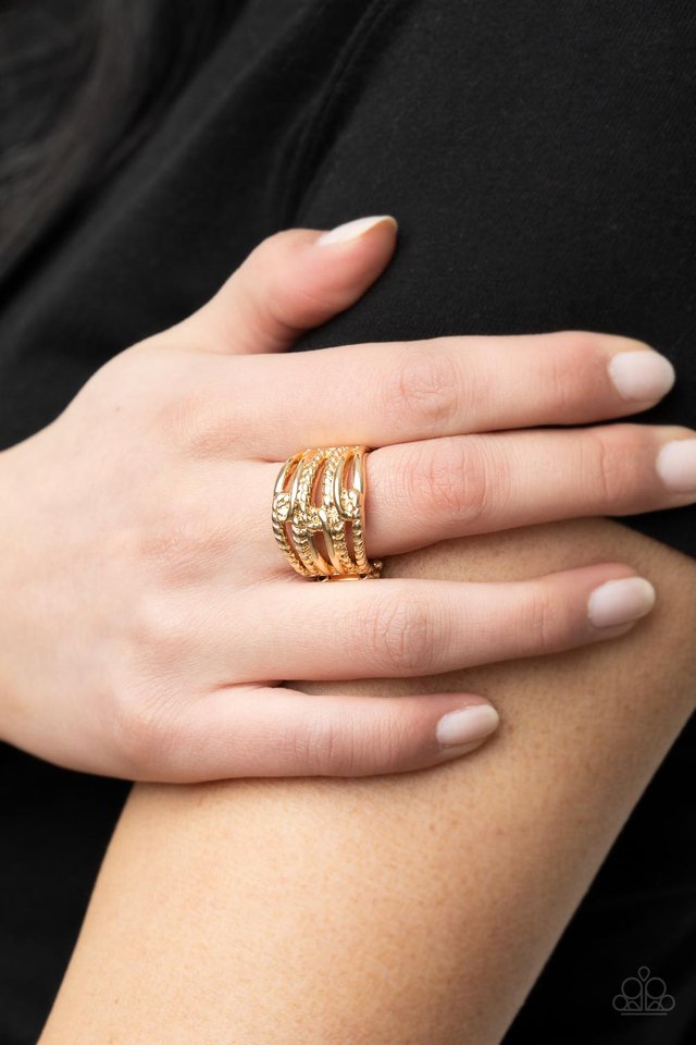 Crossing Signals - Gold - Paparazzi Ring Image
