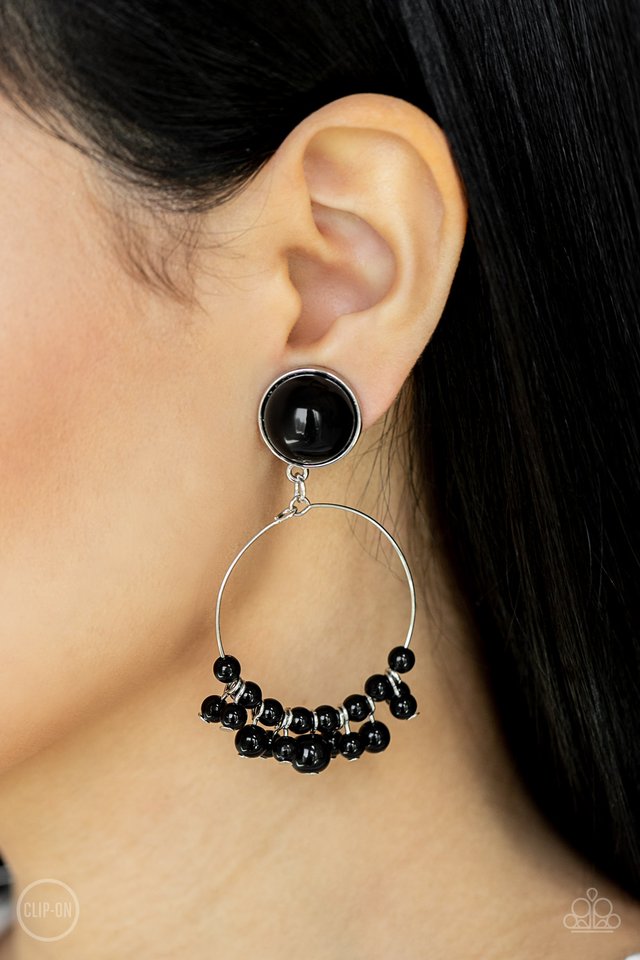 Cabaret Charm - Black - Paparazzi Earring Image