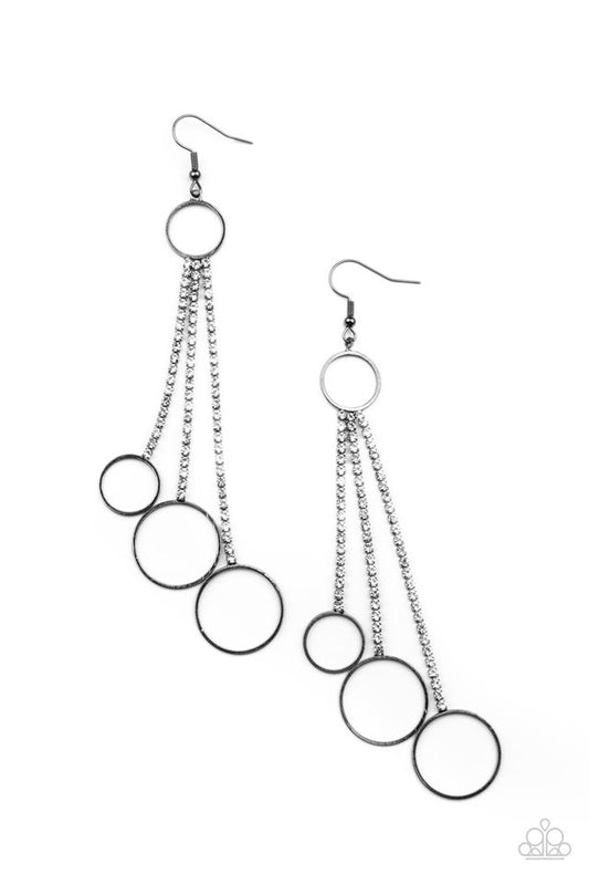 Demurely Dazzling - Black - Paparazzi Earring Image