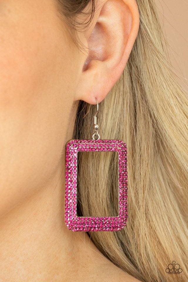 World FRAME-ous - Pink - Paparazzi Earring Image