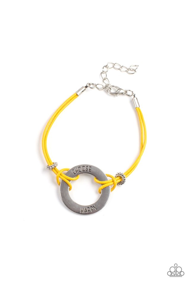 Choose Happy - Yellow - Paparazzi Bracelet Image