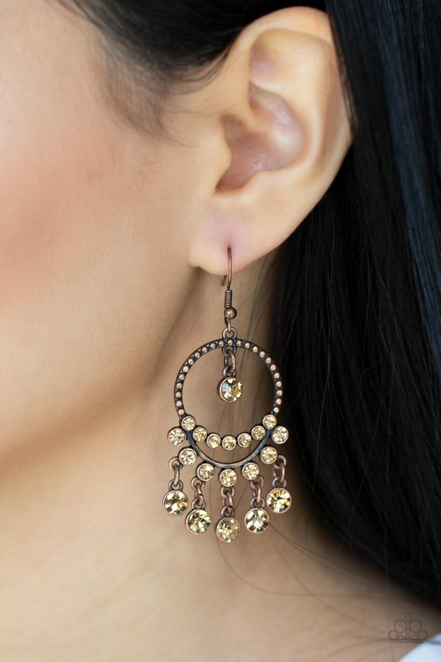 ​Cosmic Chandeliers - Copper - Paparazzi Earring Image