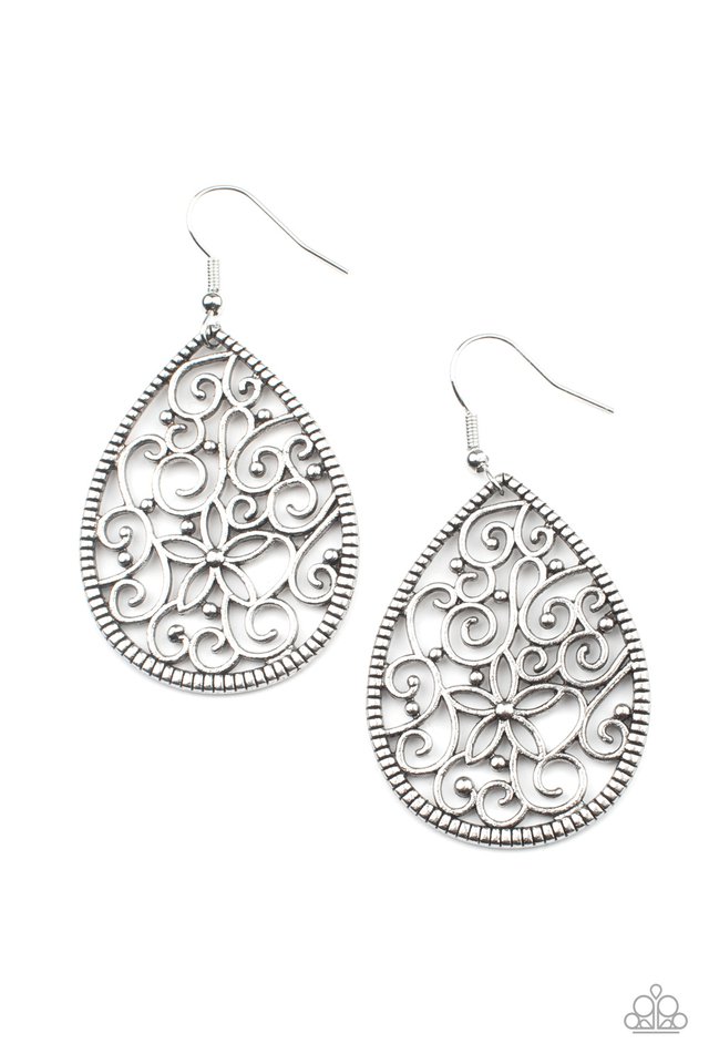 Tour de Garden - Silver - Paparazzi Earring Image