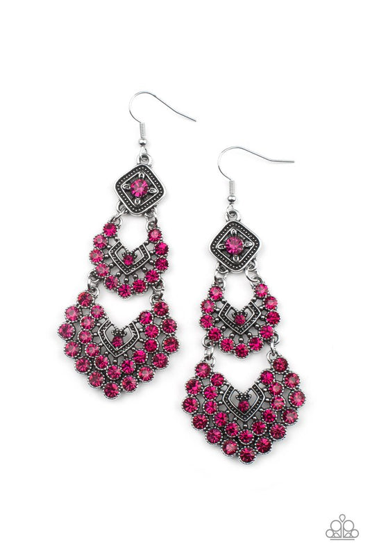 All For The GLAM - Pink - Paparazzi Earring Image