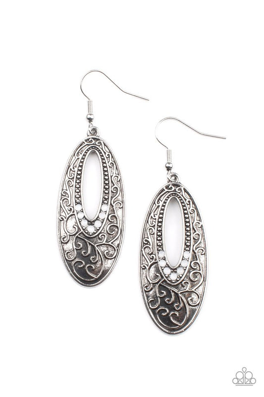 ​Fairytale Flora - White - Paparazzi Earring Image
