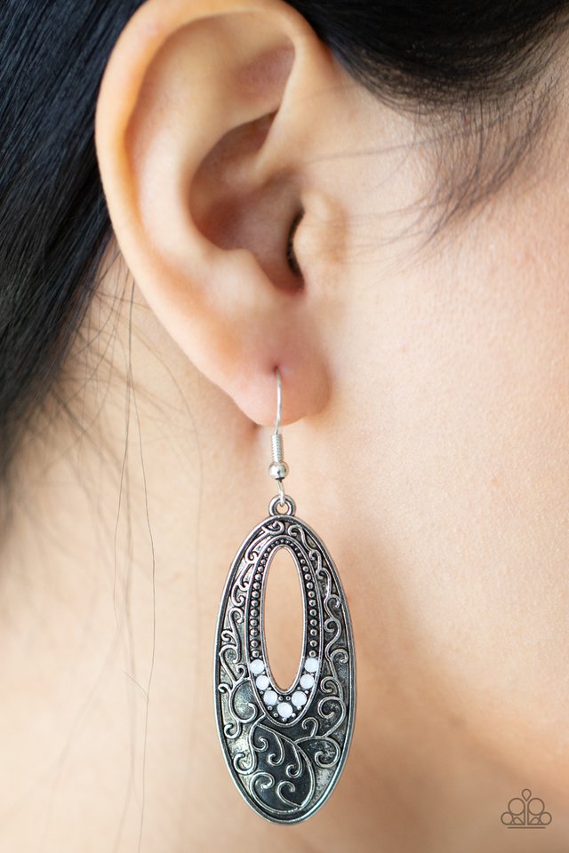​Fairytale Flora - White - Paparazzi Earring Image
