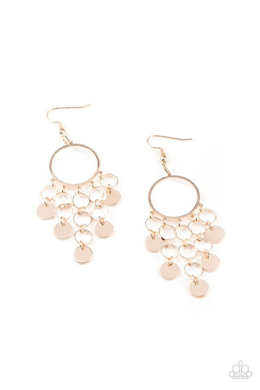 ​Cyber Chime - Rose Gold - Paparazzi Earring Image