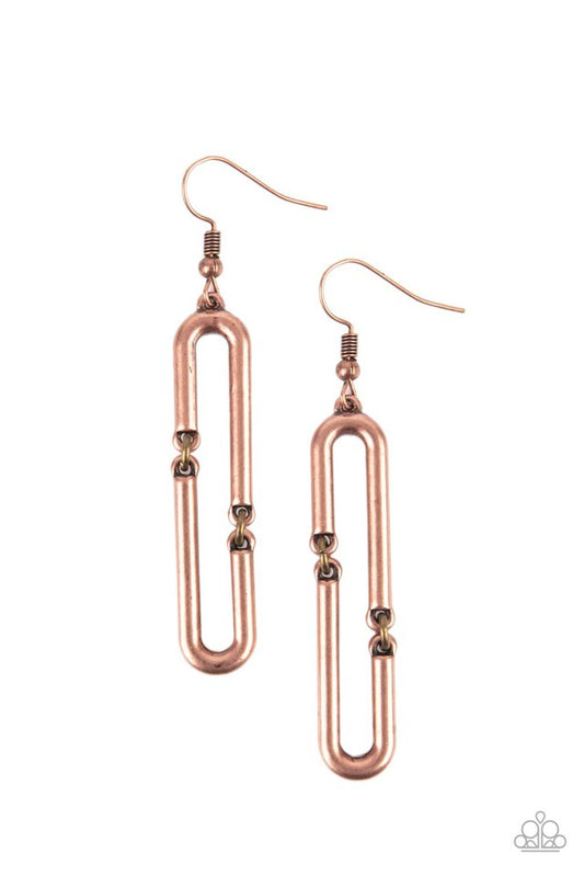 ​Linked and Synced - Copper - Paparazzi Earring Image