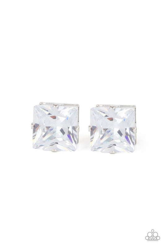 Times Square Timeless - White - Paparazzi Earring Image