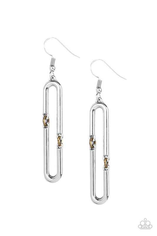 ​Linked and Synced - Silver - Paparazzi Earring Image