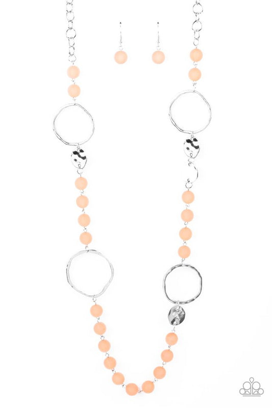 ​Sea Glass Wanderer- Orange - Paparazzi Necklace Image