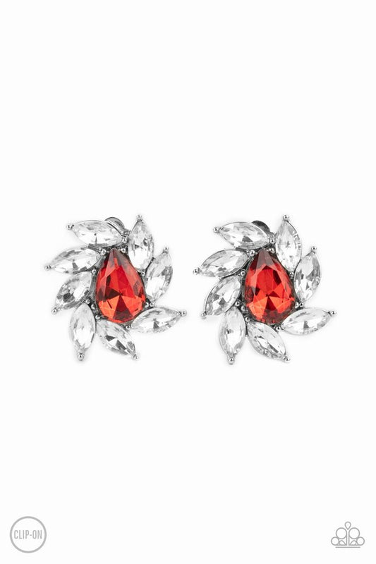 ​Sophisticated Swirl - Red - Paparazzi Earring Image