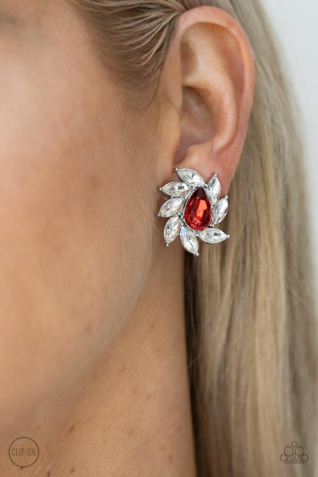 ​Sophisticated Swirl - Red - Paparazzi Earring Image
