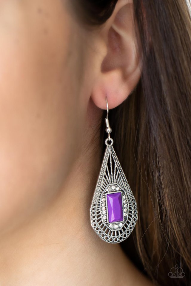 ​Deco Dreaming - Purple - Paparazzi Earring Image