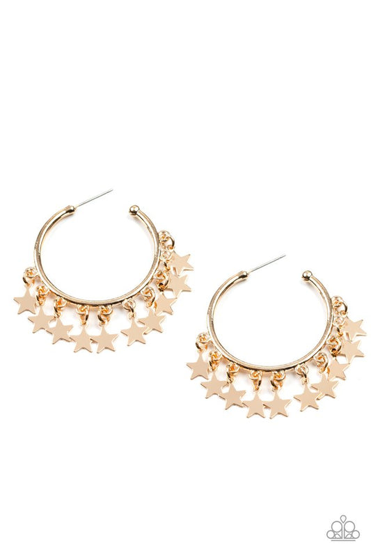 ​Happy Independence Day - Gold - Paparazzi Earring Image