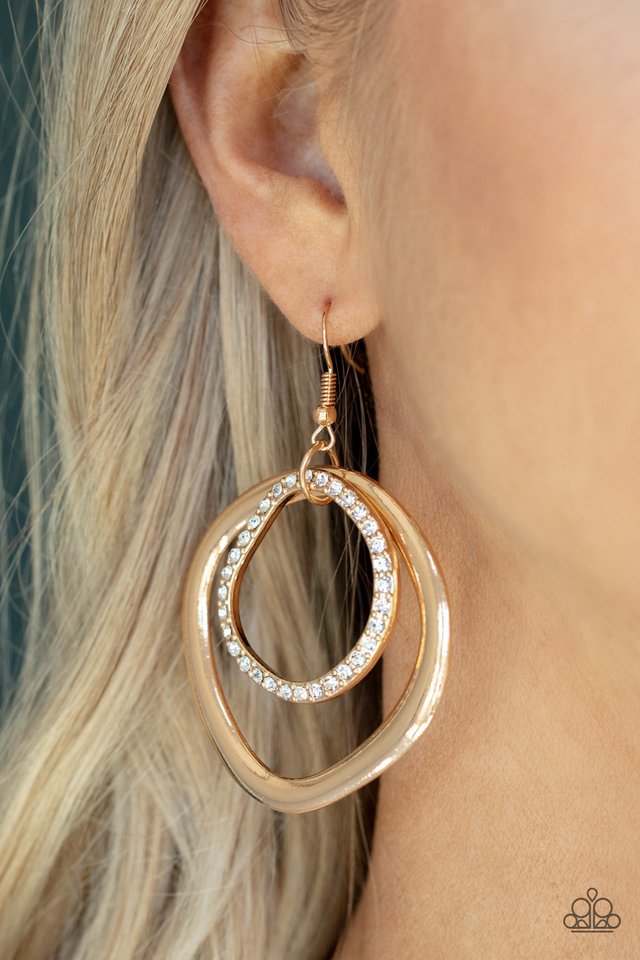 Spinning With Sass - Gold - Paparazzi Earring Image