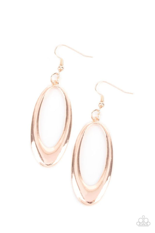 OVAL The Hill - Rose Gold - Paparazzi Earring Image
