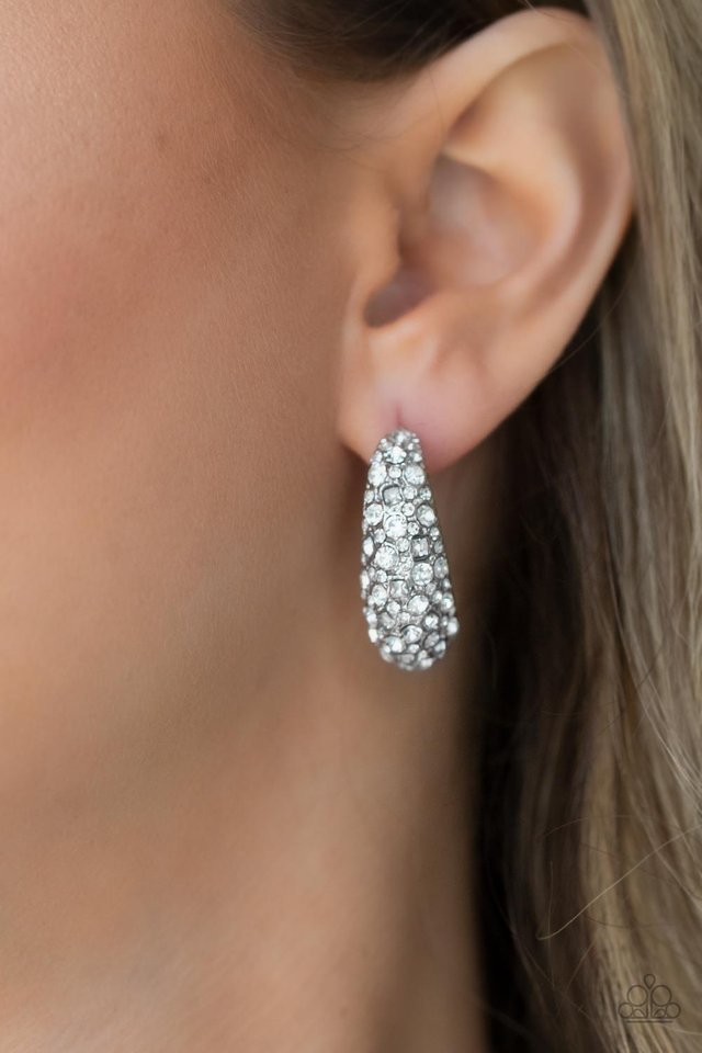 ​Glamorously Glimmering - White - Paparazzi Earring Image