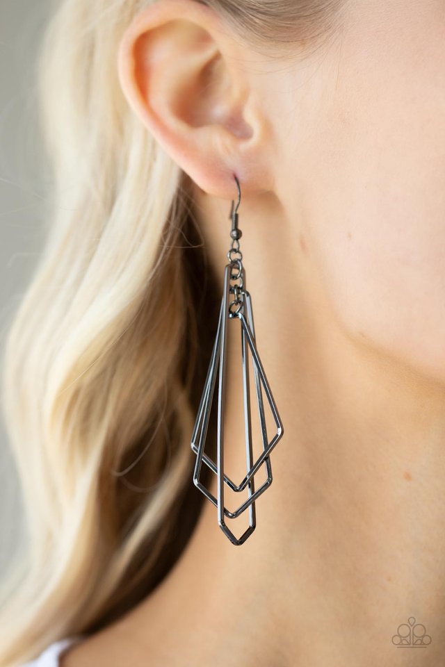 Shape Shifting Shimmer - Black - Paparazzi Earring Image