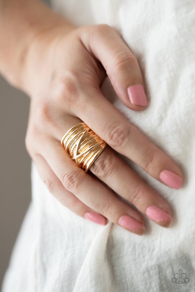 Urban Overlap - Gold - Paparazzi Ring Image