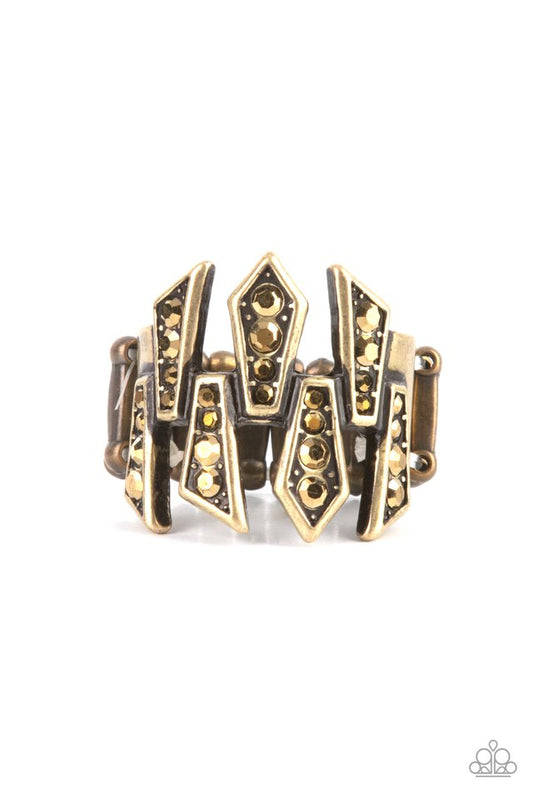 Juxtaposed Jewels - Brass - Paparazzi Ring Image