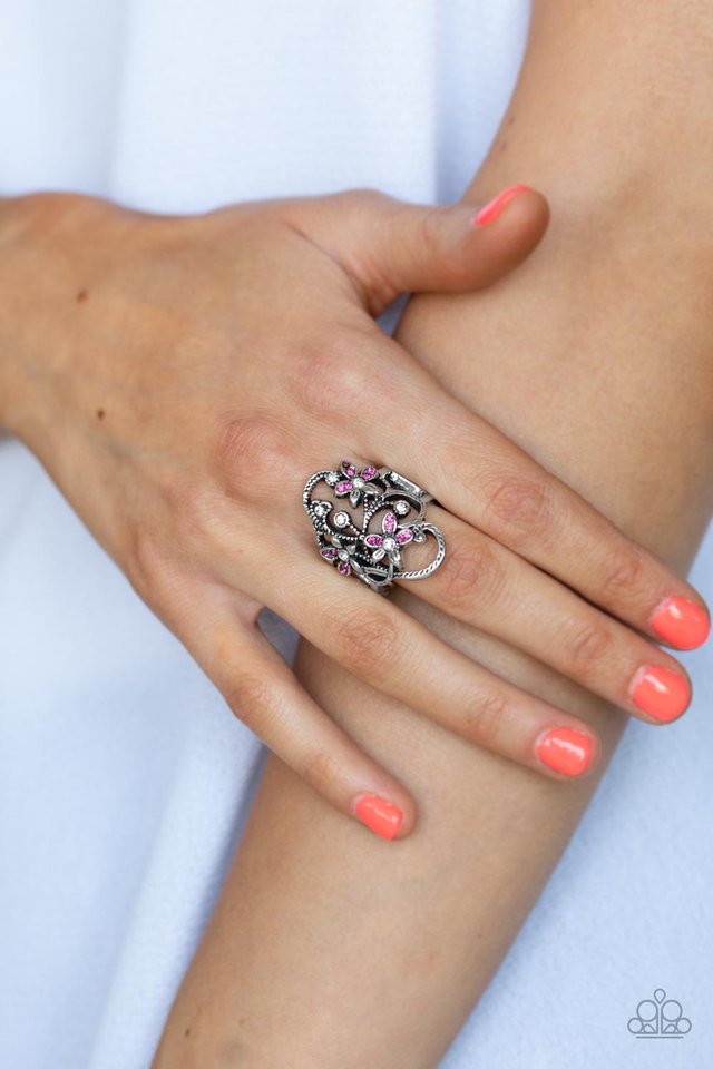 Flirtatiously Flowering - Pink - Paparazzi Ring Image