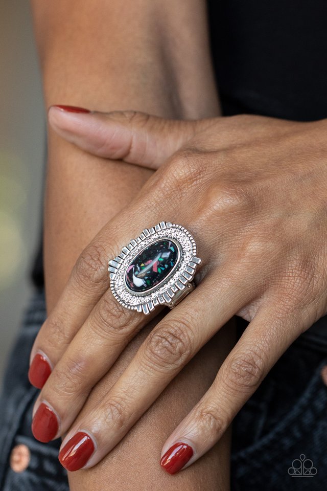 Terrazzo Trendsetter - Black - Paparazzi Ring Image