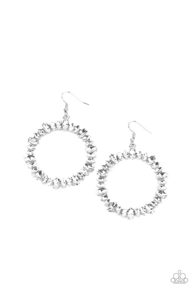 ​Glowing Reviews - White - Paparazzi Earring Image