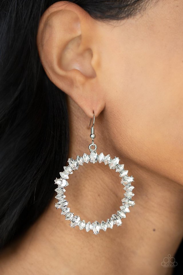 ​Glowing Reviews - White - Paparazzi Earring Image