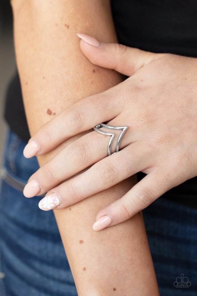 ​Adventurously Angled - Silver - Paparazzi Ring Image