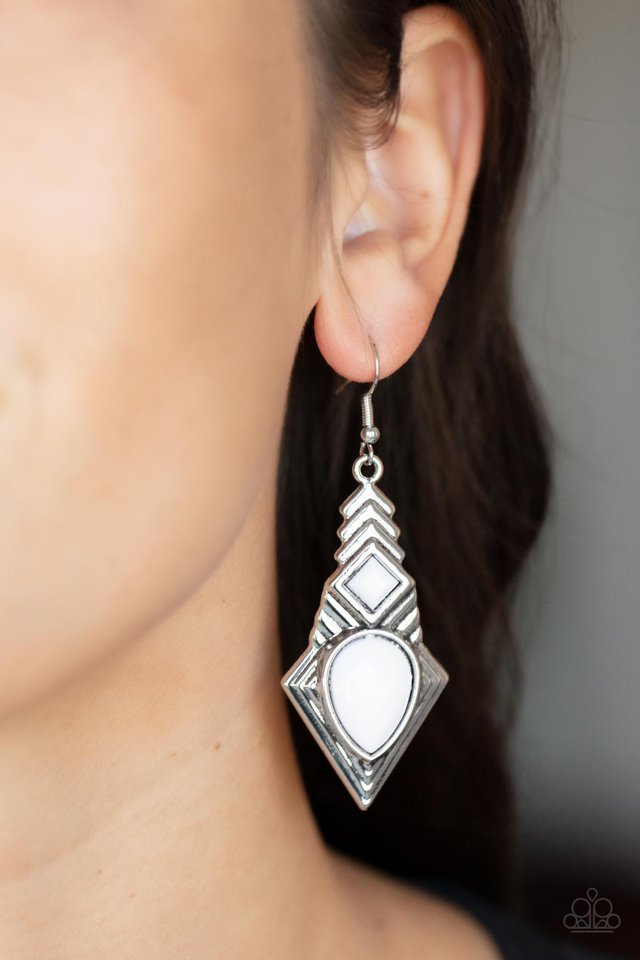 Stylishly Sonoran - White - Paparazzi Earring Image