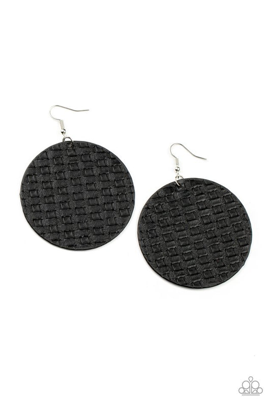WEAVE Me Out Of It - Black - Paparazzi Earring Image