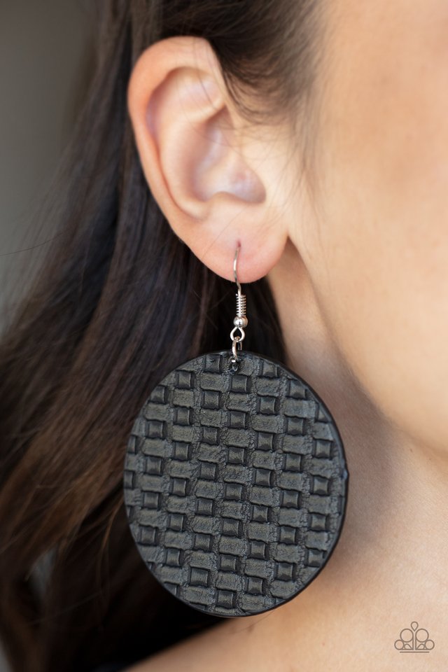 WEAVE Me Out Of It - Black - Paparazzi Earring Image