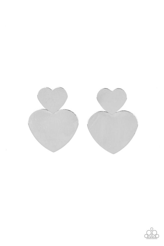 Heart-Racing Refinement - Silver - Paparazzi Earring Image