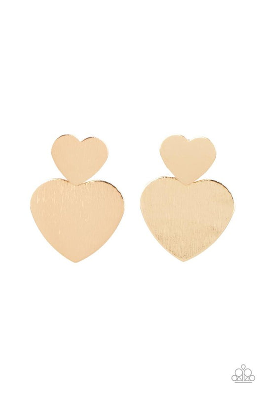 ​Heart-Racing Refinement - Gold - Paparazzi Earring Image