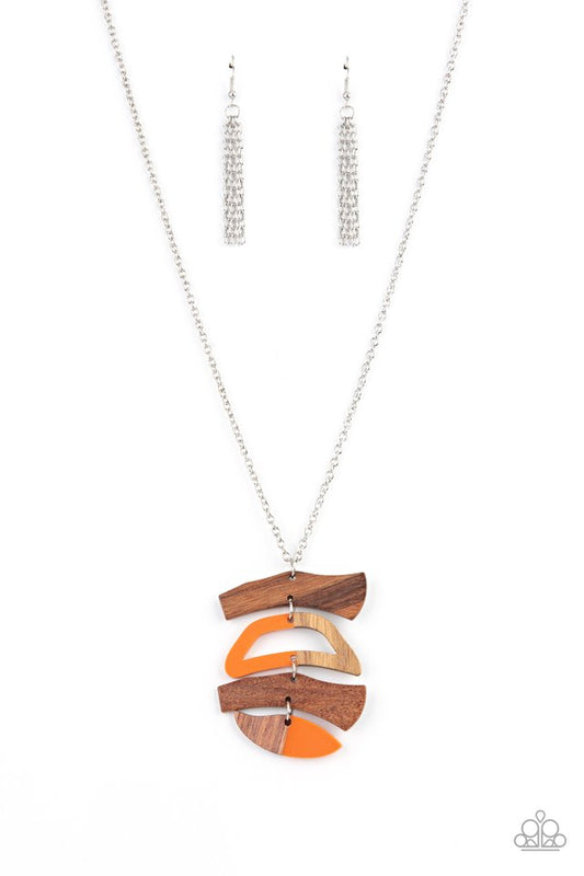 ​A WOODWORK In Progress - Orange - Paparazzi Necklace Image