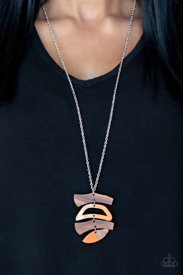 ​A WOODWORK In Progress - Orange - Paparazzi Necklace Image