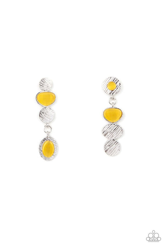 Asymmetrical Appeal - Yellow - Paparazzi Earring Image