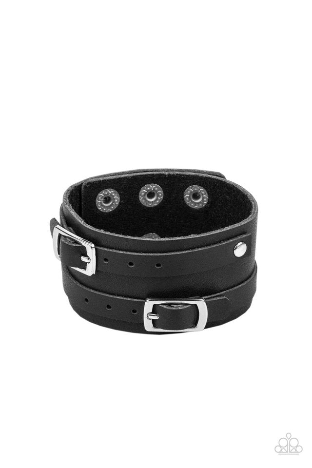 Bronco Bustin Buckles - Black - Paparazzi Bracelet Image