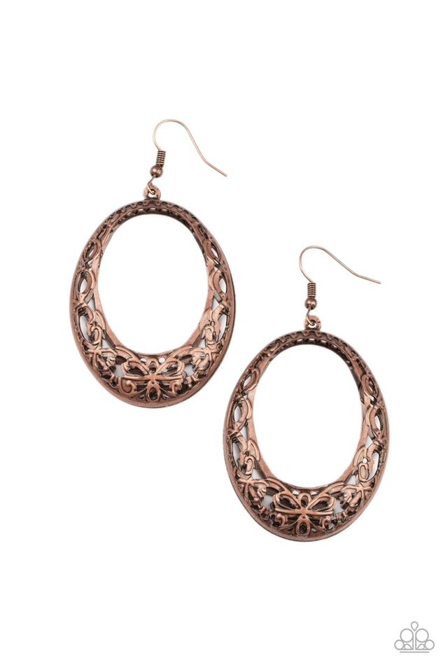 Gardenista Grandeur - Copper - Paparazzi Earring Image